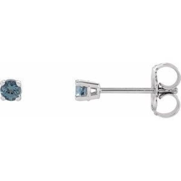 14K White 2.5 mm Natural Aquamarine Stud Earrings